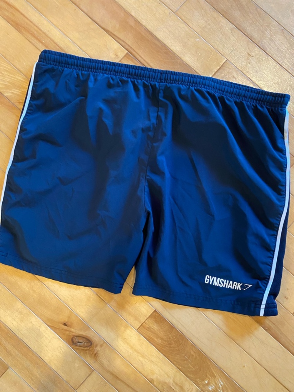 Gymshark Navy Blue Athletic Shorts with White Trim